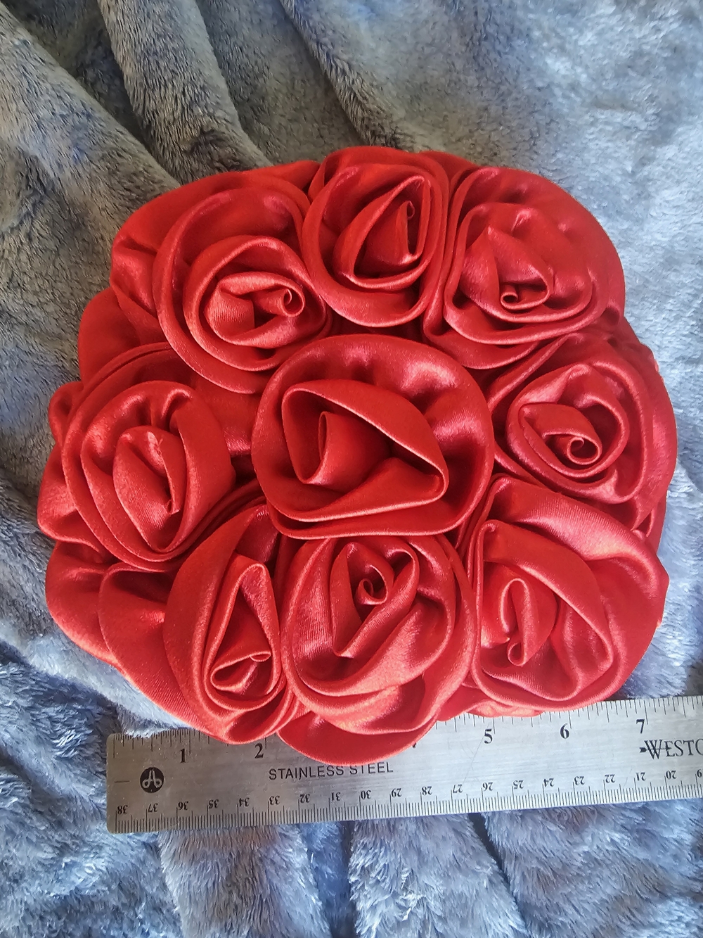 Red Satin Rose Cluster Handbag Accessory - Women Accessories